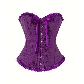 Women's Sexy Bustier Bridal Corset Top Satin Layering Lace-Up Lingerie Plus Size
