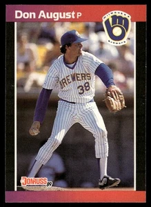 1989 Donruss #410b Don August "LEAF, INC." & "* Denotes * - Picture 1 of 2