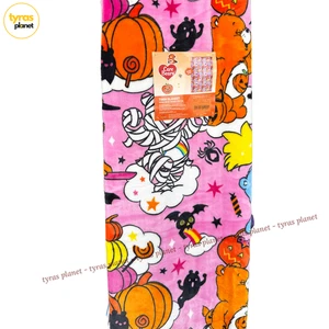 Care Bears Halloween TWIN 60 x 90" Mummy Witch Pumpkin PINK Blanket Spiders - Picture 1 of 6