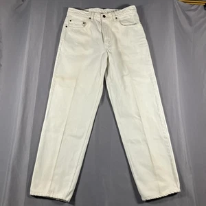 Levis 550 Jeans Mens 34x32 White Denim Relaxed Fit Tapered Leg Red Tab Made USA - Picture 1 of 17