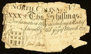 NC-81 March 1754 Thirty Shillings Province of NORTH CAROLINA Colonial Note - Picture 1 of 2