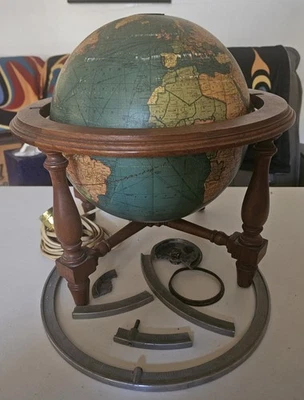 1939 10in Replogle Lighted Library Glass Terrestrial World Globe - Image 1 of 4
