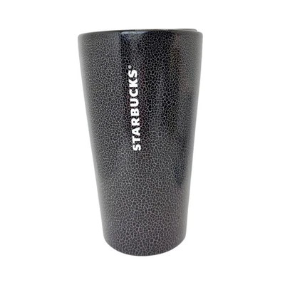 Starbucks 2021 Crackle Purple Black White Ceramic Travel Tumbler Mug 12 oz - Image 1 of 4