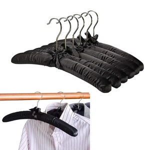 15 Inch Large Black Satin Padded Hangers for Women Clothing Women Padded Coat... - Picture 1 of 7