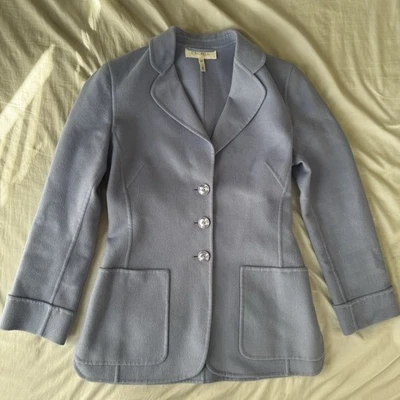 Chaqueta Blazer Escada Piacenza Italia Lana Conejo Cashgora Mujer Talla 34 Azul Claro Foto 1 de 4
