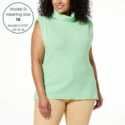 DG2 by Diane Gilman Softease Ribbed Knit Turtleneck Sleeveless Sweater Size 3X - Image 1 of 4