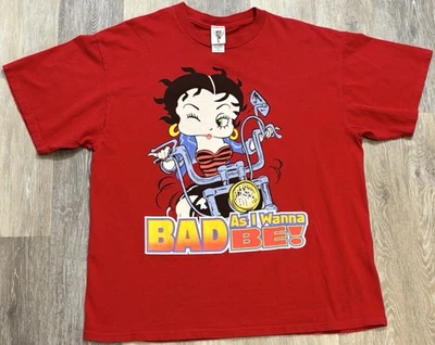Vintage Betty Boop Shirt Size XL Red Biker Y2K Bad As I Wanna Be Motorcycle - Image 1 of 4