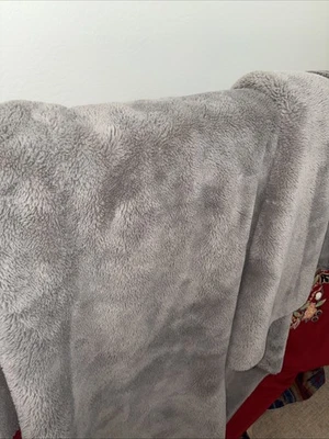 RH Restoration Hardware Faux Fur Throw Blanket Silver gray Luxurious 50x64" - Image 1 of 4