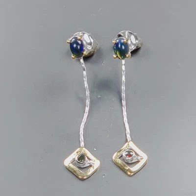 Joyería para mujer Pendientes Ópalo Negro Natural Plata de Ley 925/E128924 Foto 1 de 4