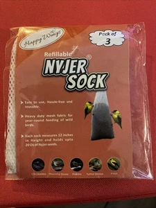 Happy Wings Refillable Nyjer/Thistle Empty Sock Pack of 3 Mesh Bird Feeder - Picture 1 of 2