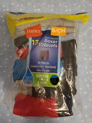 HANES Boy's Small Boxer Briefs Tagless Multicolor 13 Pack New/Open Pack MU16 - Image 1 of 3