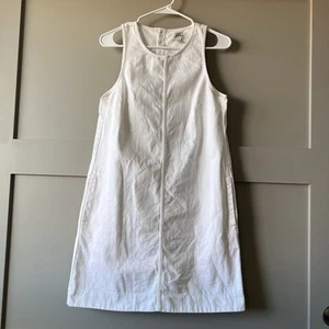 J. Mini Abito Crew Denim Shift Donna Tg 2 Bianco Cotone Senza Maniche Preppy Nuovo Senza Etichetta - Foto 1 di 14