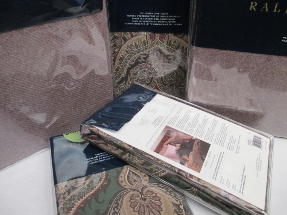 2 Ralph Lauren Great Compton Westport Standard Pillow Sham Pair Green Archival