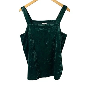 J. Jill Boxwood Crushed Velvet Tank Top Dark Green Sz L Whimsigoth Stretch - Picture 1 of 7