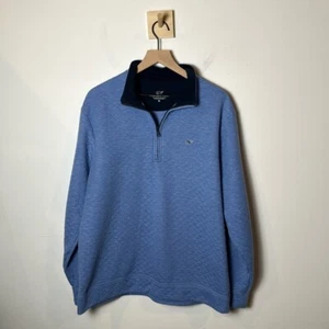 Vineyard Vines 1/4 Zip Quilted Sweatshirt Soft Blue Casual Men’s size XL - Picture 1 of 9