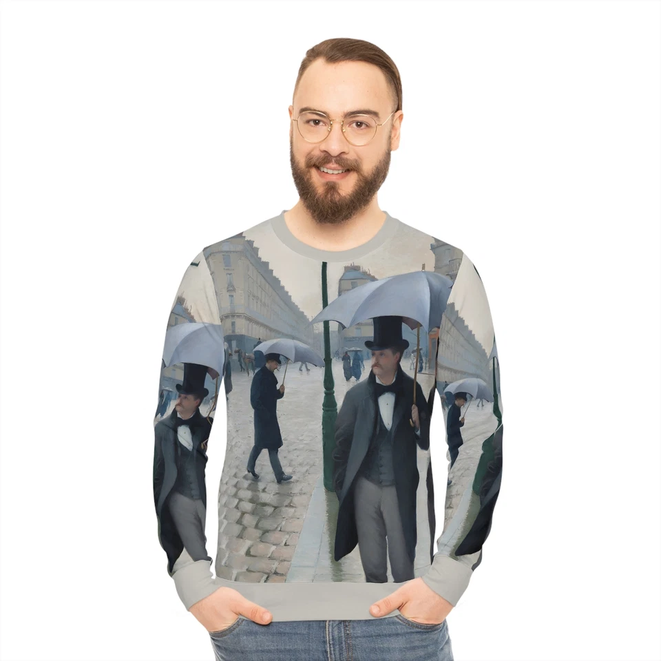 Gustave Caillebotte Paris Street 雨天美术风景运动衫衬衫  — 第 1/1 张图片