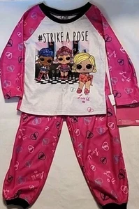 NEW L.O.L Surprise "Strike A Pose" 2-Piece Pajama Set Size 4 W/Tags Pink & White - Picture 1 of 3