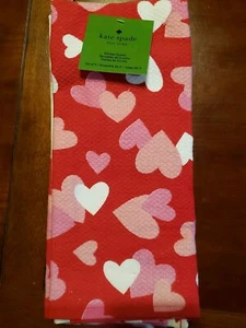 New Kate Spade Red Pink Heart Polka Dot Valentine Kitchen Towel 3 Pc Set - Picture 1 of 3
