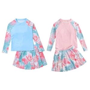 Niñas 2 Piezas Vestido de Nadar Protector de Erutas Camisas con Volantes Faldas Traje de Baño Atlético - Imagen 1 de 16