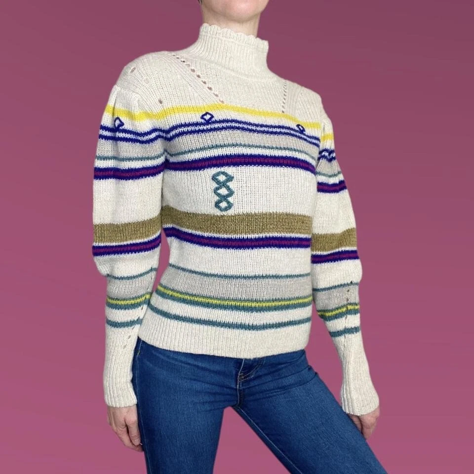 Isabel Marant Etoile Georgie Colorful Abstract Alpaca Wool Turtleneck Sweater - Image 1 of 4
