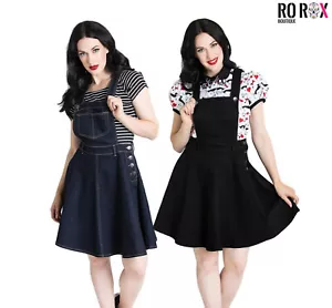 Hell Bunny Dakota Pinafore Dress Denim Rockabilly Pin Up 1950's Retro XS-6XL - Picture 1 of 12
