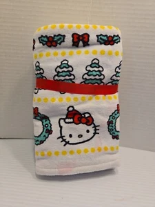 Hello Kitty Christmas Holiday Wreath Kitchen Hand Towels 2 Pack Set 16x28 New - Picture 1 of 3