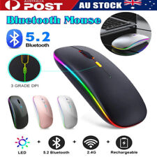 Slim Silent Rechargeable 2.4G Wireless Mouse RGB LED USB Mice MacBook Laptop PC