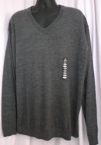 NWT Hart Schaffner Marx Sweater Tall Men's 3XT Charcoal Biella Yarn Merino Wool - Picture 1 of 12