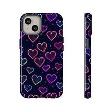 Neon Outline Colorful Hearts Tough Dual Layer Shockproof Phone Case for iPhone