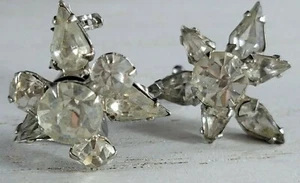 Vintage Brooch Pins Lot Silver Tone Petite Crystal Tiered Pear Shape Cluster  - Picture 1 of 6