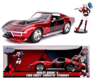 Jada 1:24 Diecast 1969 Chevy Corvette Stingray with Harley Quinn Figure - Picture 1 of 1