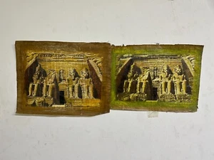 Juego de 2 pinturas de papiro — Majestuoso templo de Abu Simbel arte egipcio antiguo - Imagen 1 de 14