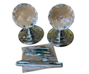 Fulton and Bray Türgriffe in Kugelform facettiert 55 mm klar poliert Chrom - Bild 1 von 2