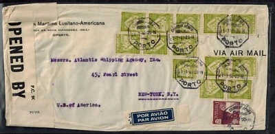 WWII Porto Cover Censored in Bermuda Tape 6127D + DETAIN tape PG 116 - Image 1 of 2