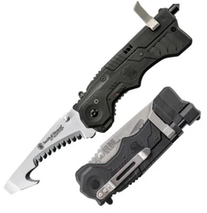Smith & Wesson Rescue Assisted Folding Knife 3" Stainless Blade Synthetic Handle - Picture 1 of 3