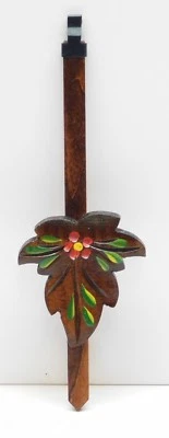 BLACK FOREST Cuckoo Clock Pendulum 2.5" Maple Leaf with Flowers NEW Brown German Made 7"