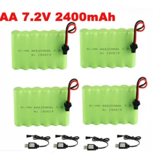 4 Stk 7,2V 2400mAh Akku SM-2P 2Pin Stecker mit USB Ladegerät für RC Auto Truck - Bild 1 von 9