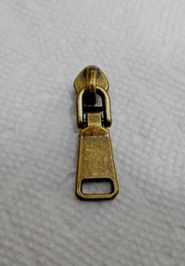 One Antique Brass Zipper Slider #5C w/ Long Articulated Pull for nylon - Picture 1 of 3