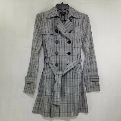 Gabardina A. BYER Doble Pecho Glen Cuadros Gris Negro Talla Corta Pequeña Foto 1 de 4