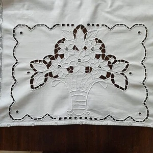 Weißer Kissenbezug Kissenbezug Schein Rosen Stickerei Ösen Cutwork Richelieu - Bild 1 von 13