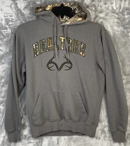 Realtree Men's Sweatshirt Hoodie Gray Antlers Camp Letters Size Small - Picture 1 of 7