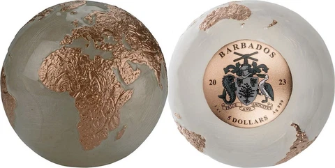 2023 Barbados Bright Marble 3oz Silver Spherical Coin with Mintage of only 999 Cover