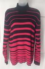 Yarn Works Pink Black Turtle Neck Long Sleeve Sweater Size XL Acrylic/Cotton