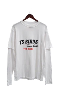 Travis Scott TS Birds The Ends Long Sleeve Tee White (TSCJ-LS009) Men Size S-2XL - Picture 1 of 2