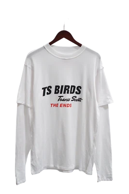 Travis Scott TS Birds The Ends Long Sleeve Tee White (TSCJ-LS009) Men Size S-2XL - Image 1 of 2