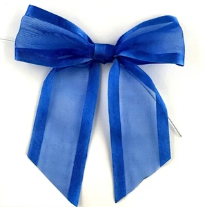 Pre-Tied Royal Blue Organza Bows - 4" Wide, Set of 12, 4th of July, Christmas - Picture 1 of 5