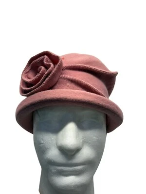 Sombrero Cloche de Lana Rosa Estilo Vintage de Parkhurst #7664 Foto 1 de 4