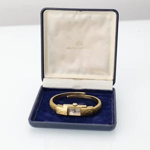 Vintage Bucherer Ladies Watch Watch Bracelet Bangle Gold Plaque Running w/ Box - Picture 1 of 6