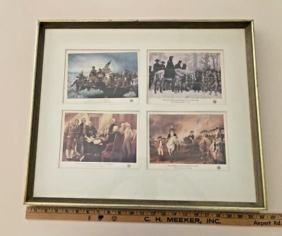 Four Sheets American Revolutionary War Bicentennial Souvenir Stamps Framed 1976 - Image 1 of 4