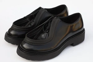 PRADA Diapason Black Brushed Leather Lace-Up Derby Shoes Size 7 - US 8 - Picture 1 of 16